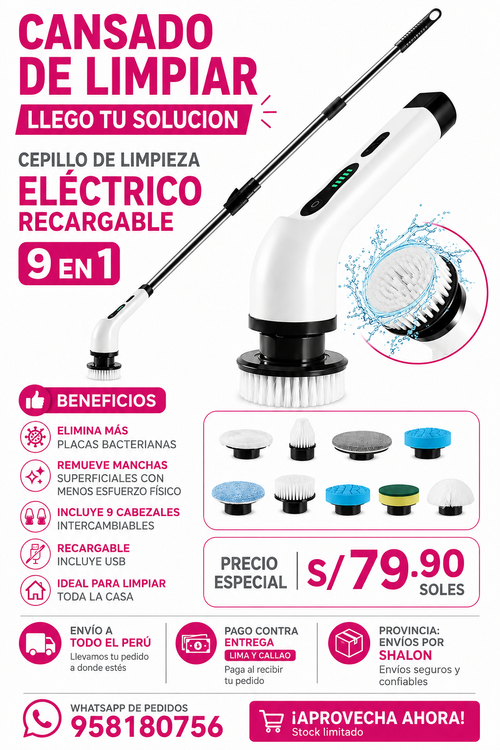 CEPILLO DE LIMPIEZA ELECTRICO 9 EN 1